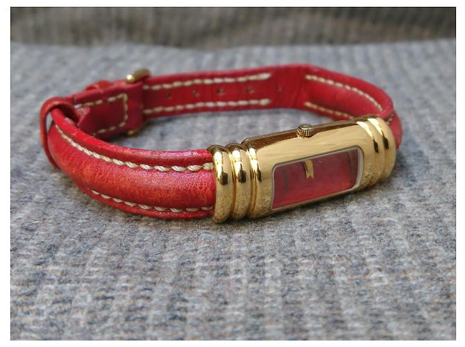 Reloj de cuarzo retro, chapado en oro Emile Pequignet, ref. 3512 Hecho en Francia Roja Dorado - vista 12