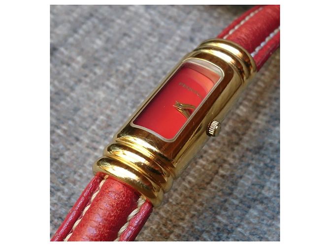 Reloj de cuarzo retro, chapado en oro Emile Pequignet, ref. 3512 Hecho en Francia Roja Dorado - vista 3