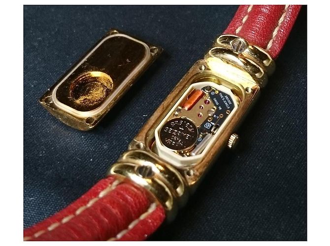 Reloj de cuarzo retro, chapado en oro Emile Pequignet, ref. 3512 Hecho en Francia Roja Dorado - vista 5