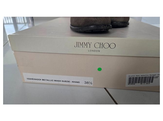 Jimmy Choo Suede Lavado Metálico Hexagonal Caqui - vista 10