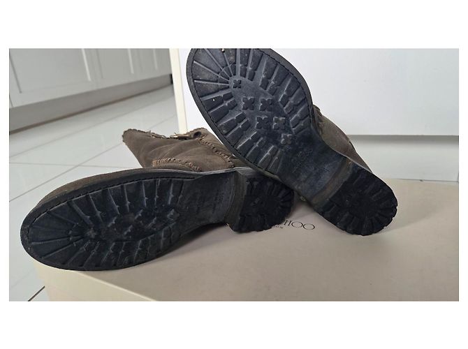 Jimmy Choo Suede Lavado Metálico Hexagonal Caqui - vista 6