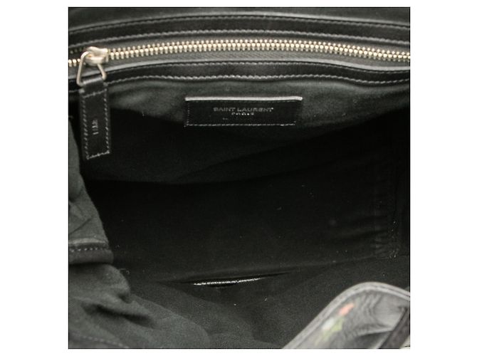 Schwarzer Leder-Rucksack mit Prairie-Blumenmuster von Saint Laurent - Ansicht 4