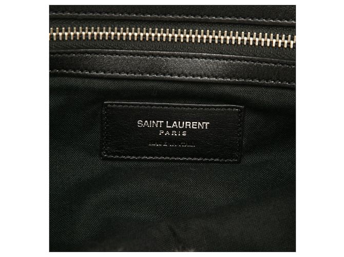 Schwarzer Leder-Rucksack mit Prairie-Blumenmuster von Saint Laurent - Ansicht 5