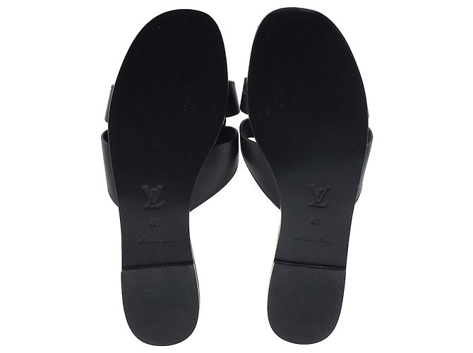 Sandali piatti Isola LV Louis Vuitton in pelle di vitello nera Nero - vista 6