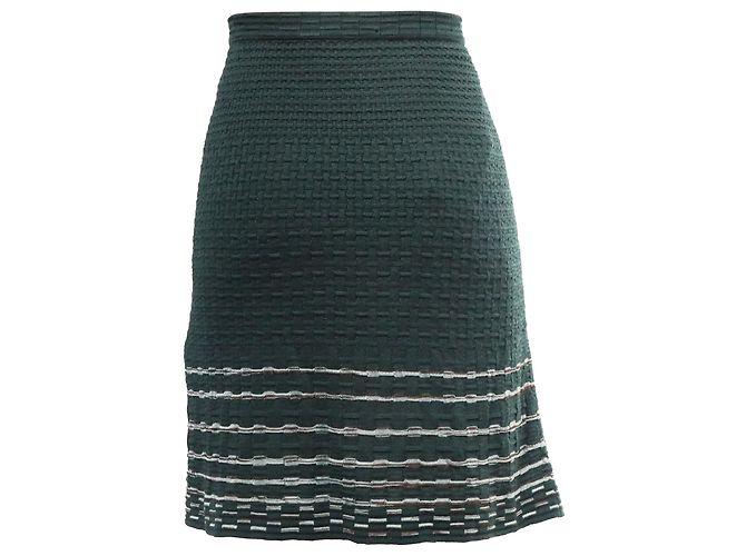 Falda Mini de Viscosa Verde Oliva con Rayas Tejidas Missoni - vista 3