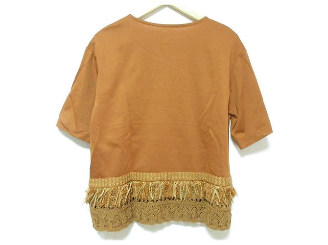 Autre Marque Camiseta con dobladillo de ganchillo con flecos COOHEM Castaño - vista 2
