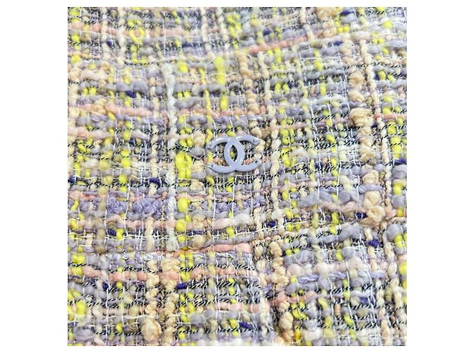 Timeless Chanel V-Ausschnitt Sommer-Tweed-Kleid Pink Mehrfarben Lila Gelb - Ansicht 10