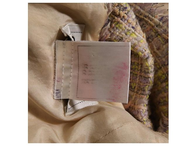 Timeless Chanel V-Ausschnitt Sommer-Tweed-Kleid Pink Mehrfarben Lila Gelb - Ansicht 12
