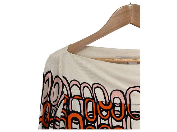 Autre Marque Vestido de punto de seda RURI de Diane von Furstenberg Negro Naranja Crudo - vista 2