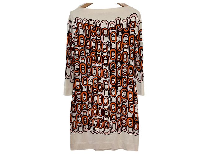 Autre Marque Vestido de punto de seda RURI de Diane von Furstenberg Negro Naranja Crudo - vista 3