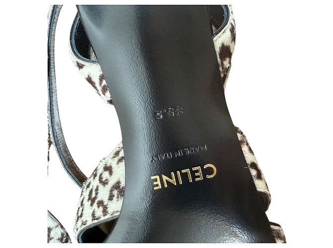 Céline Celine Tierdruck Haarkalb Niedrig Absatz Sandalen Braun Beige - Ansicht 10