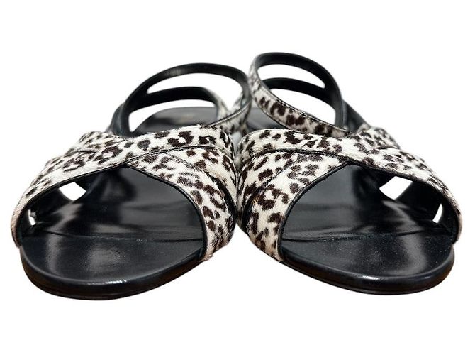 Céline Celine Tierdruck Haarkalb Niedrig Absatz Sandalen Braun Beige - Ansicht 2