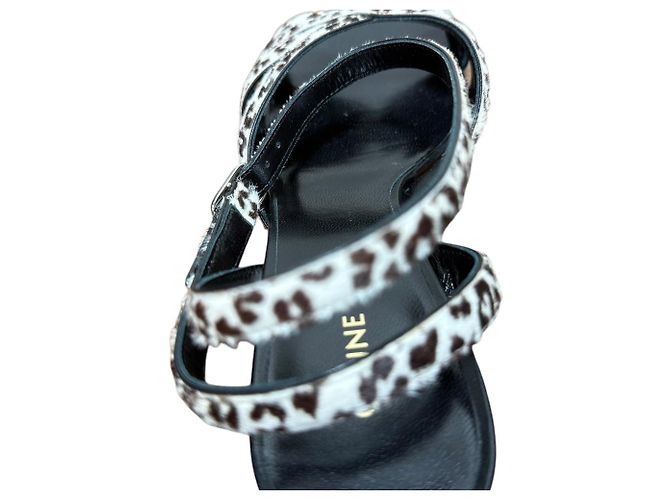 Céline Celine Tierdruck Haarkalb Niedrig Absatz Sandalen Braun Beige - Ansicht 9