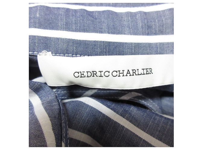 Autre Marque Abito camicia a maniche corte a righe Cedric Charlier Blu - vista 5