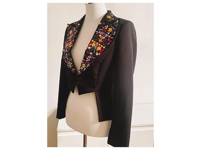 Atemberaubender schwarzer DENNY ROSE Blazer mit bunten Kristallen Mehrfarben - Ansicht 12