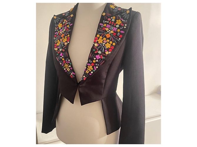 Atemberaubender schwarzer DENNY ROSE Blazer mit bunten Kristallen Mehrfarben - Ansicht 2