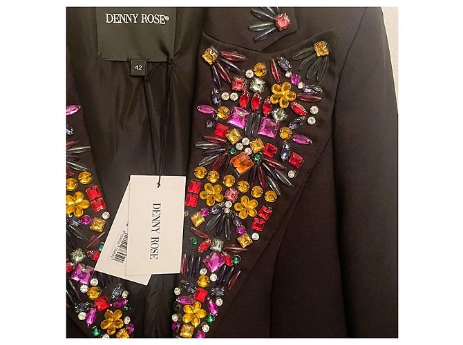 Atemberaubender schwarzer DENNY ROSE Blazer mit bunten Kristallen Mehrfarben - Ansicht 3