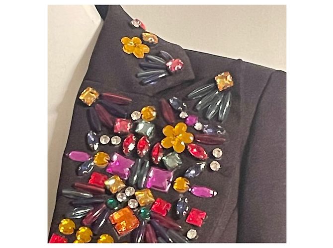 Atemberaubender schwarzer DENNY ROSE Blazer mit bunten Kristallen Mehrfarben - Ansicht 5