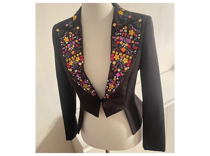 Atemberaubender schwarzer DENNY ROSE Blazer mit bunten Kristallen Mehrfarben - Ansicht 6