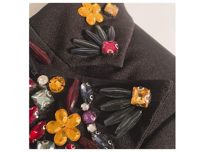 Atemberaubender schwarzer DENNY ROSE Blazer mit bunten Kristallen Mehrfarben - Ansicht 9