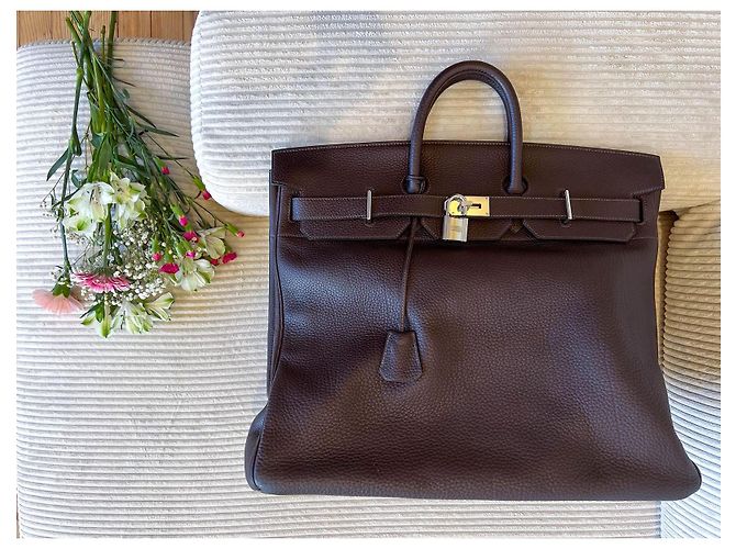 Haut à courroies "Top con Cinghie" 50 cm, Hermès Cioccolato - vista 10