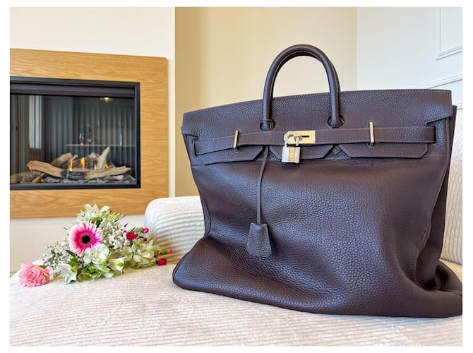 Haut à courroies "Top con Cinghie" 50 cm, Hermès Cioccolato - vista 2