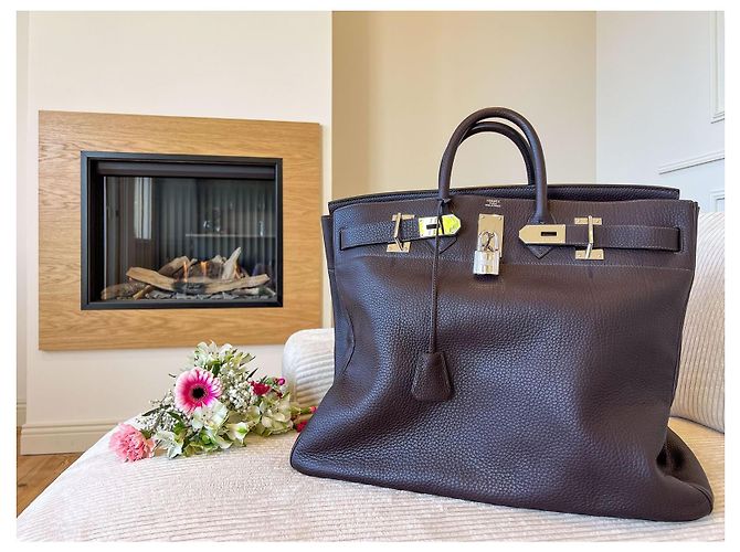 Haut à courroies "Top con Cinghie" 50 cm, Hermès Cioccolato - vista 6