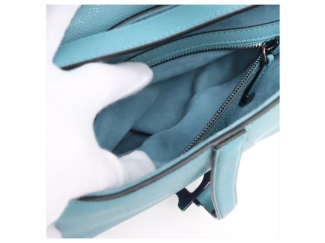 Dior Borsa a mano in pelle di vitello grana saddle senza tracolla blu - vista 10