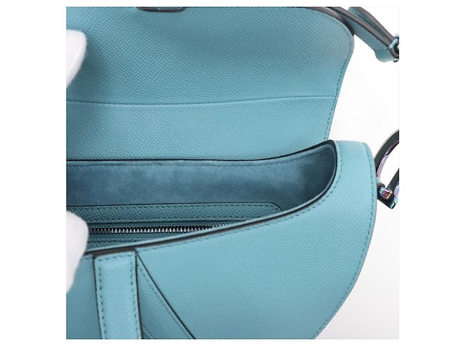 Dior Borsa a mano in pelle di vitello grana saddle senza tracolla blu - vista 13
