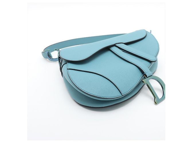 Dior Borsa a mano in pelle di vitello grana saddle senza tracolla blu - vista 6