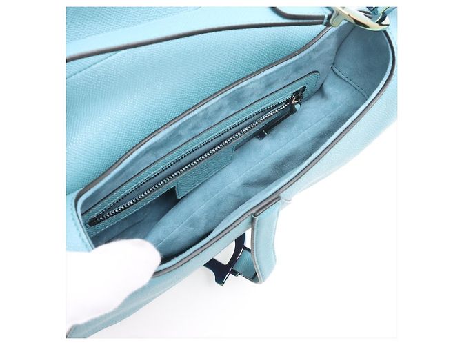 Dior Borsa a mano in pelle di vitello grana saddle senza tracolla blu - vista 9