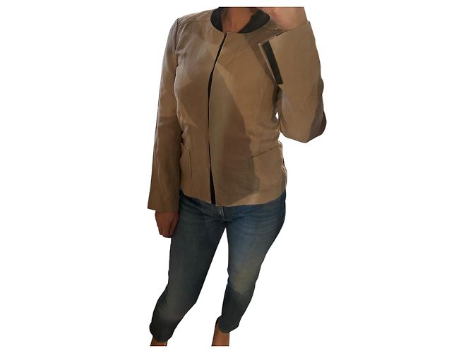 Autre Marque Jacke 1.2.3 - Größe 36 - 53% Leinen Beige - Ansicht 2