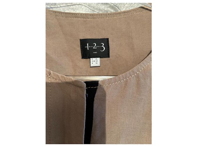 Autre Marque Jacke 1.2.3 - Größe 36 - 53% Leinen Beige - Ansicht 4