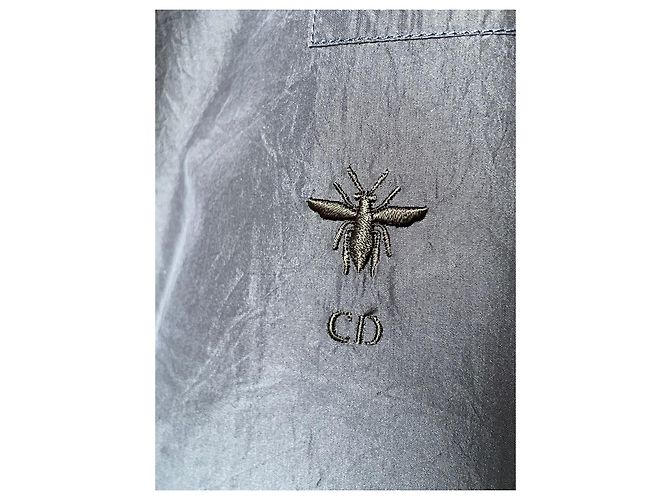 Camicia Dior in seta blu navy con ricamo ape - vista 2