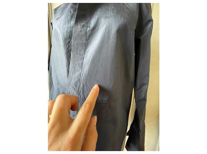 Camicia Dior in seta blu navy con ricamo ape - vista 7