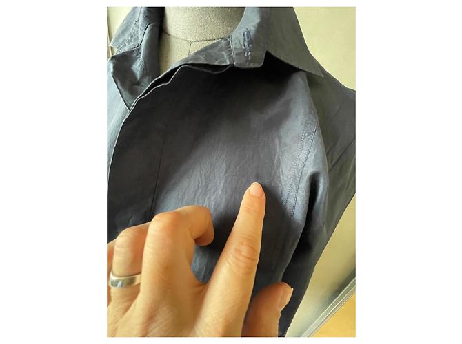 Camicia Dior in seta blu navy con ricamo ape - vista 8