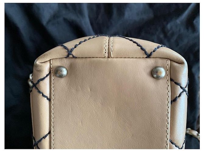 Borsa Chanel in pelle beige - vista 11