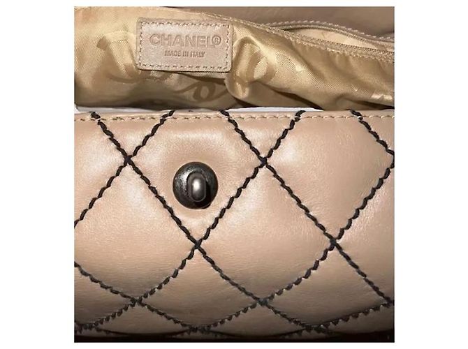Borsa Chanel in pelle beige - vista 6