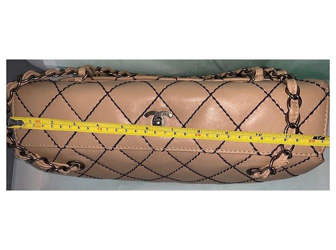 Borsa Chanel in pelle beige - vista 7