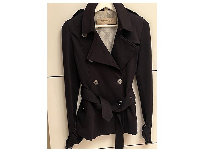 Chaqueta de algodón con cinturón Burberry Negro - vista 6