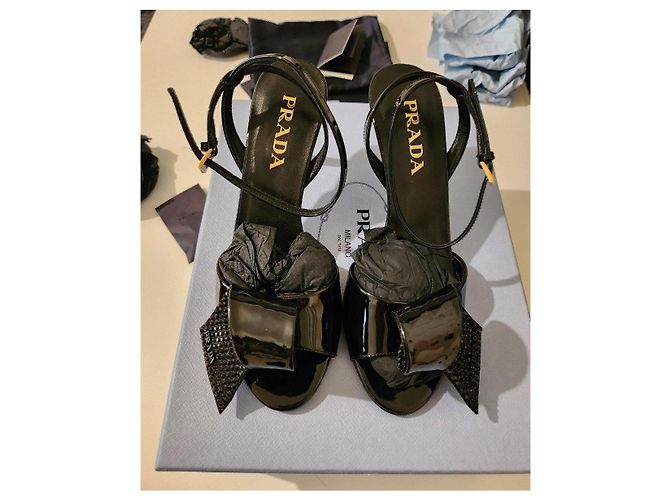 Prada Sandali con tacco "VERNICE CRYSTAL" Nero - vista 2