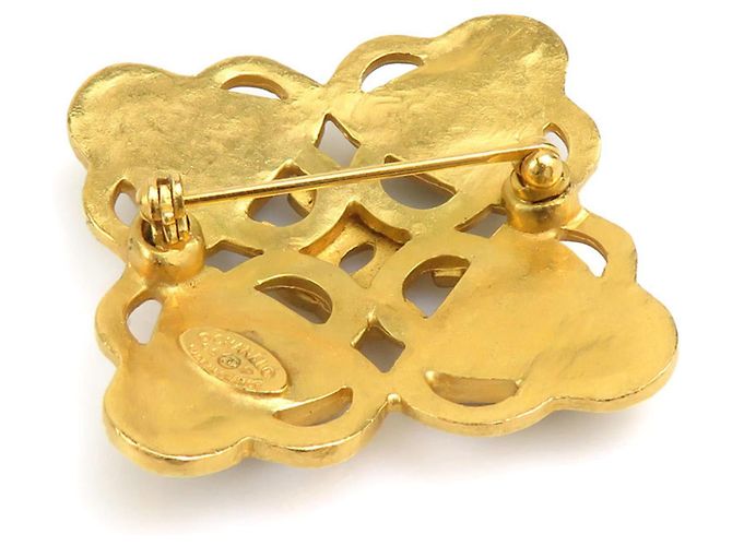 CHANEL Coco Mark Metallstein Brosche Golden - Ansicht 3