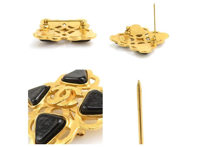 CHANEL Coco Mark Metallstein Brosche Golden - Ansicht 4