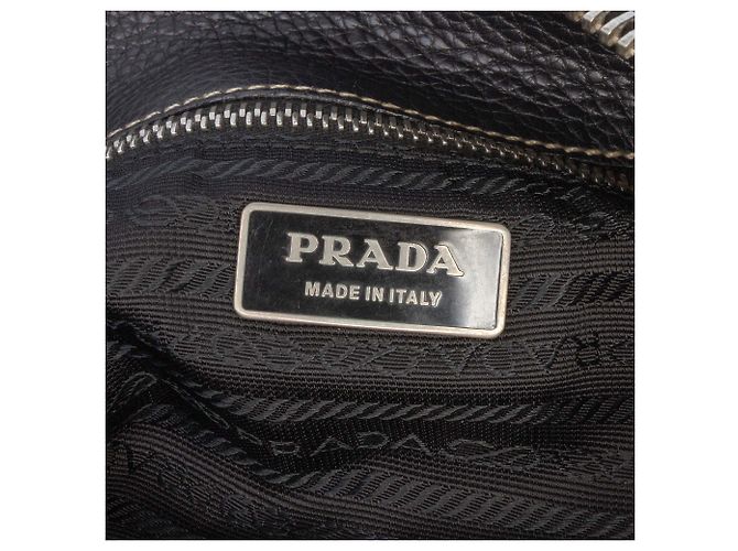 Borsa a spalla in pelle nera e tessuto Prada - vista 5