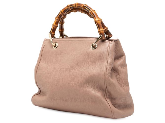 Bamboo Borsa shopper piccola in pelle di vitello rosa Gucci con bambù - vista 2