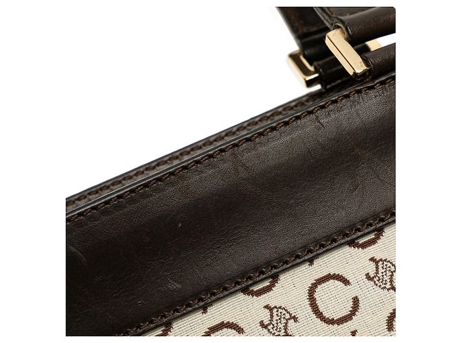 Céline Celine Brown C Macadam Canvas Handbag Beige - view 10