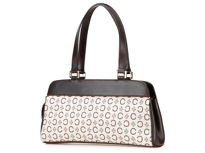 Céline Celine Brown C Macadam Canvas Handbag Beige - view 2