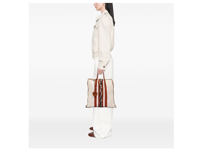Bolsa Blossom de crochê de lã e seda marrom Loro Piana - vista 7