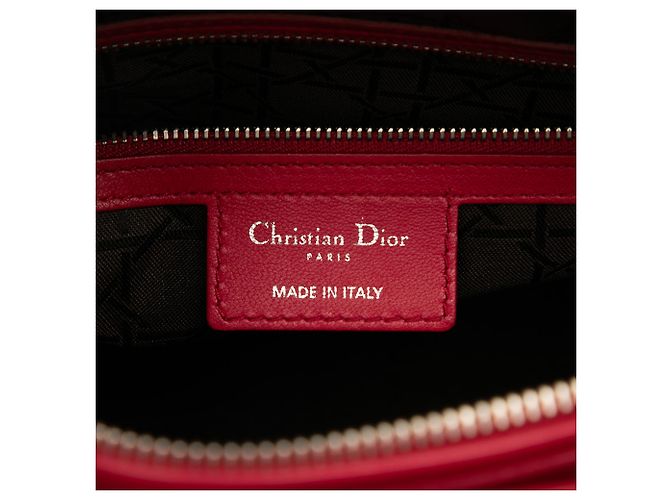 Dior Rosso Grande Borsa in Pelle di Agnello Cannage Lady Dior - vista 5