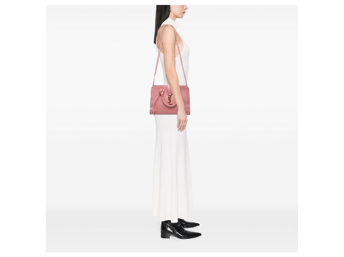 Borsa a tracolla monogramma in pelle rosa Saint Laurent piccola - vista 7